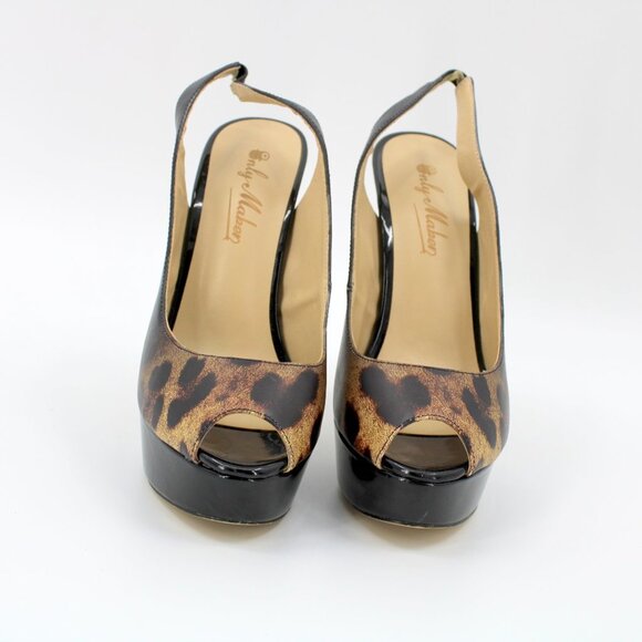 Only Maker High Heels Leopard Peep Toe Platform Slingbacks Shoes EU 36 - Picture 4 of 9